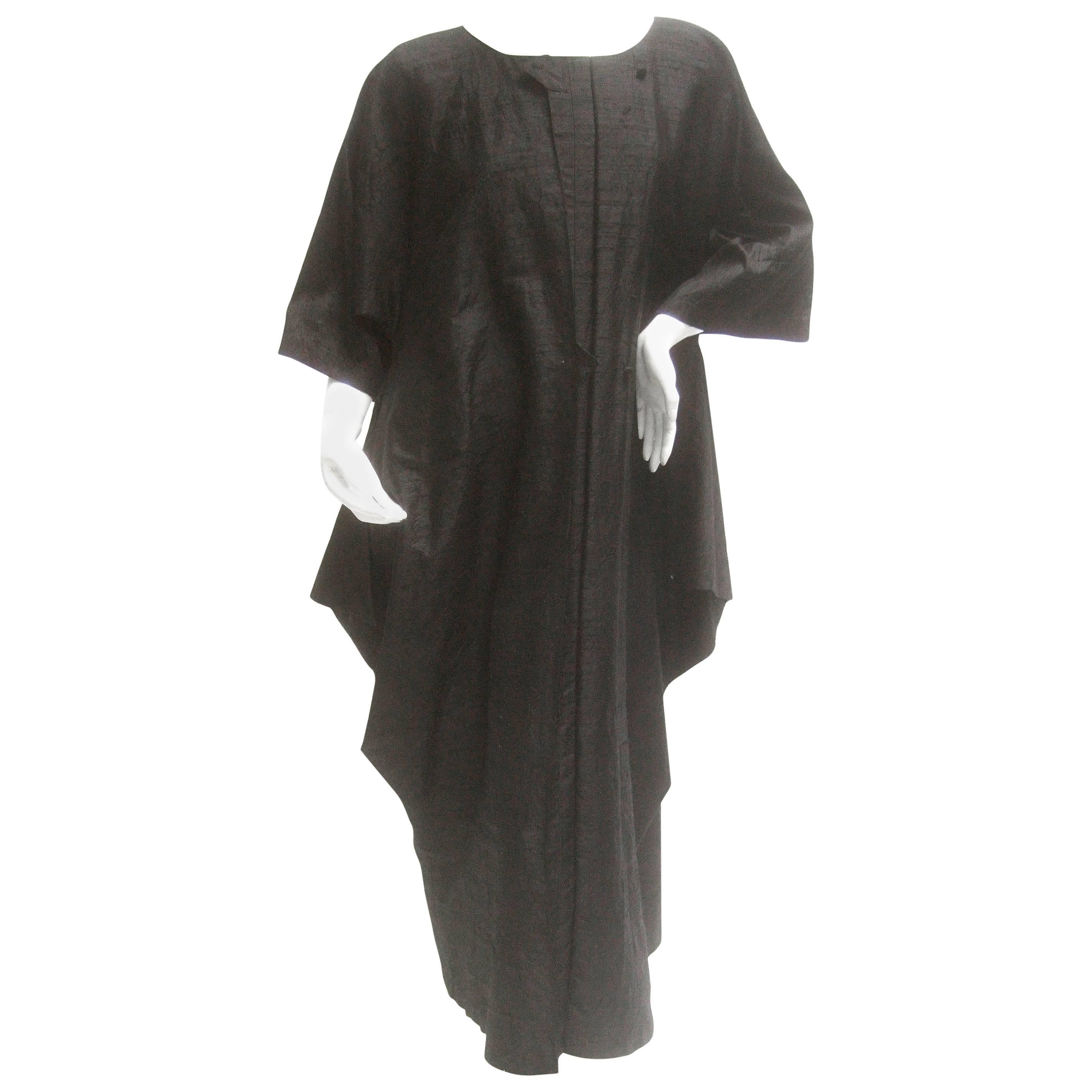 Avant Garde Minimal Japanese Raw Silk Black Dress by Mizono 