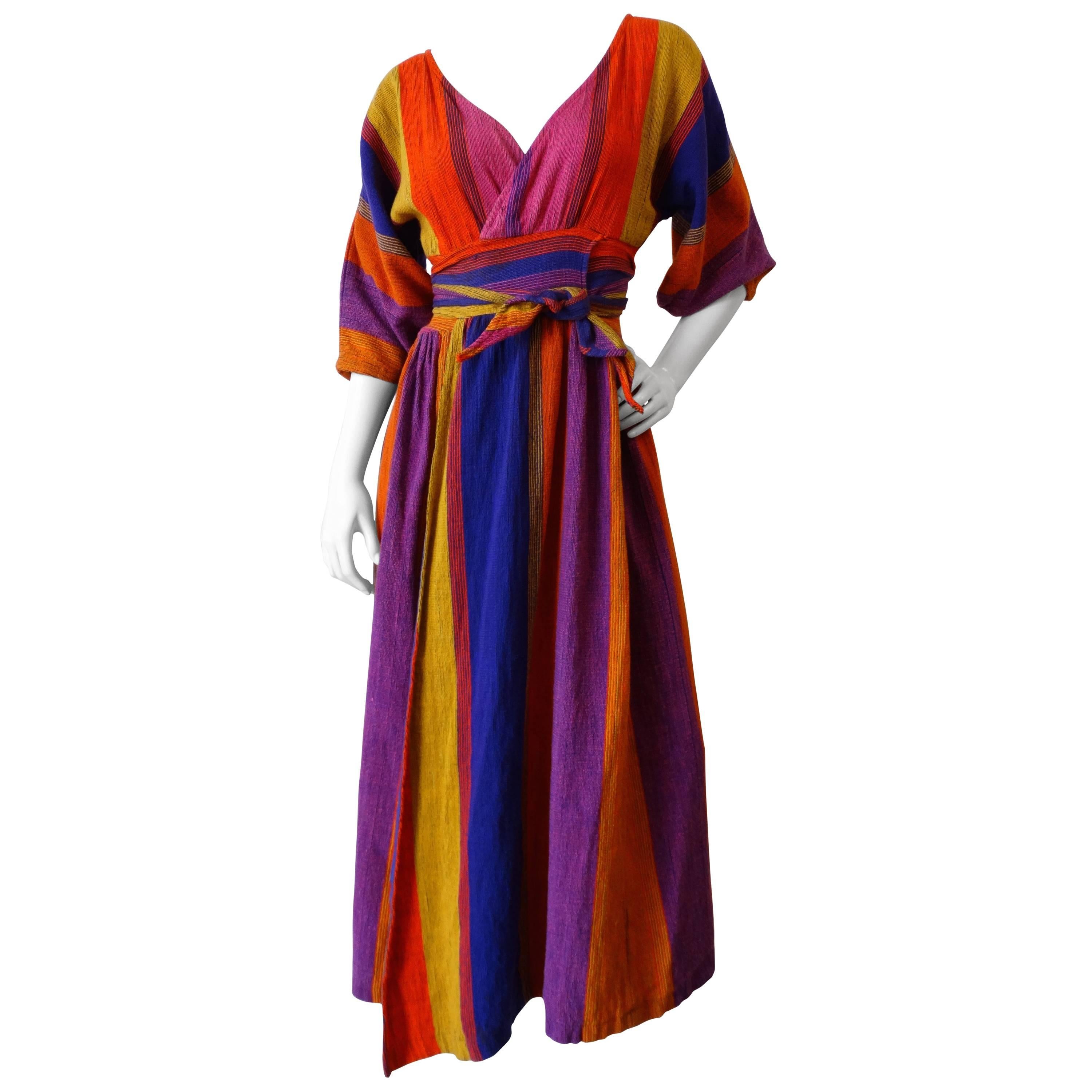 1970s Multicolored Striped Rikma Wrap Dress