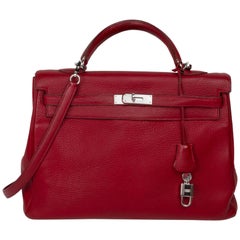 Hermés Kelly Rouge Garance Leather Excellent Conditions