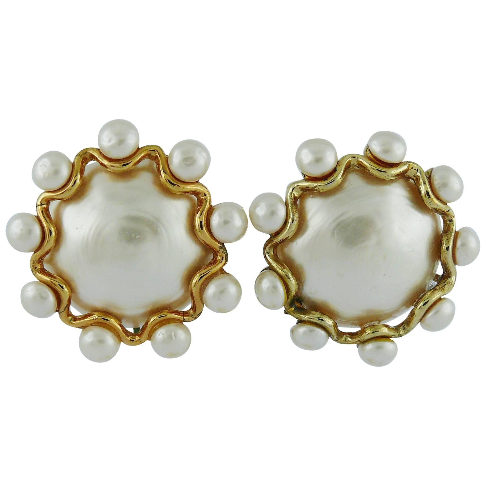 Chanel Vintage Massive Pearl Clip-On Earrings