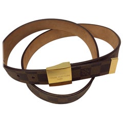 Louis Vuitton Brown Damier Belt with Gold Hardware 10