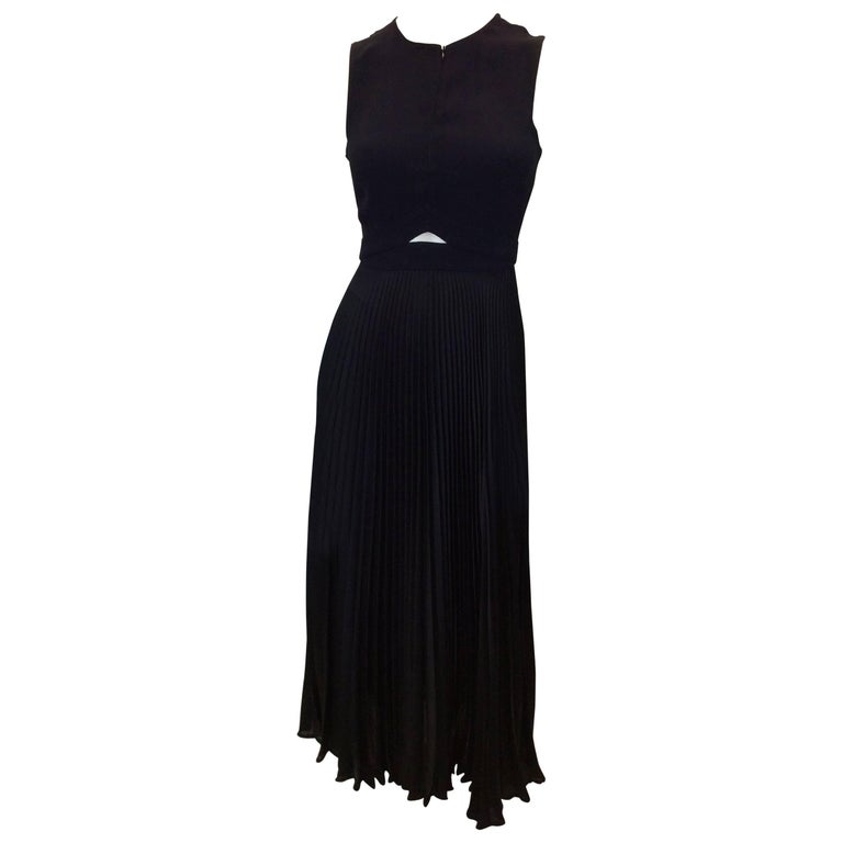 ALC Navy and Black Cutout Dress with Pleated Skirt For Sale at 1stDibs