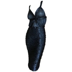 Yves Saint Laurent by Tom Ford Black Draped Cocktail Dress 2003 New with Tags 7