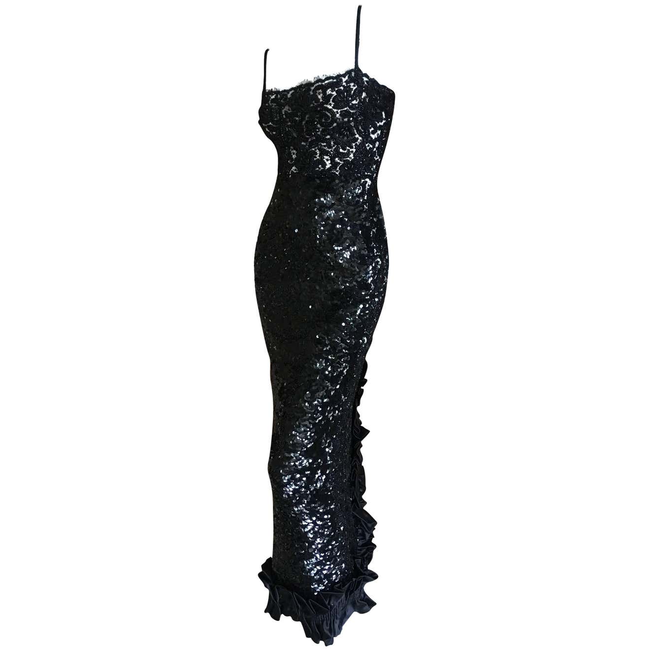 Galanos for Martha Park Avenue Embellished Black Sequin and Lace ...
