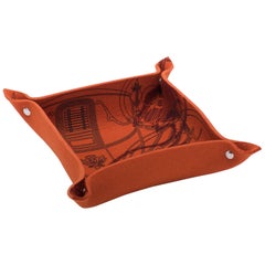 New in Box Hermes Printed Orange Felt Basket 
