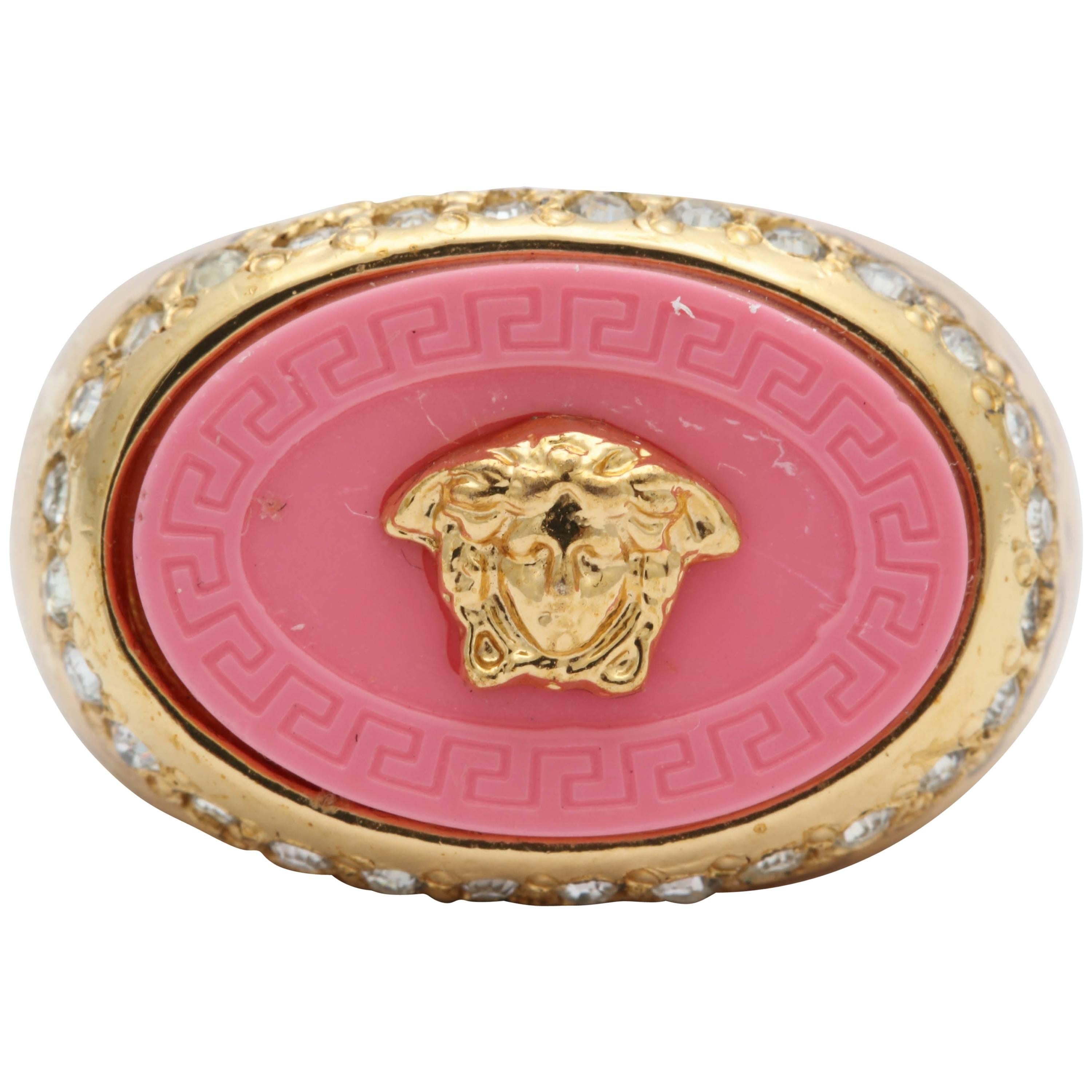 Gianni Versace Iconic Pink Medusa Ring 