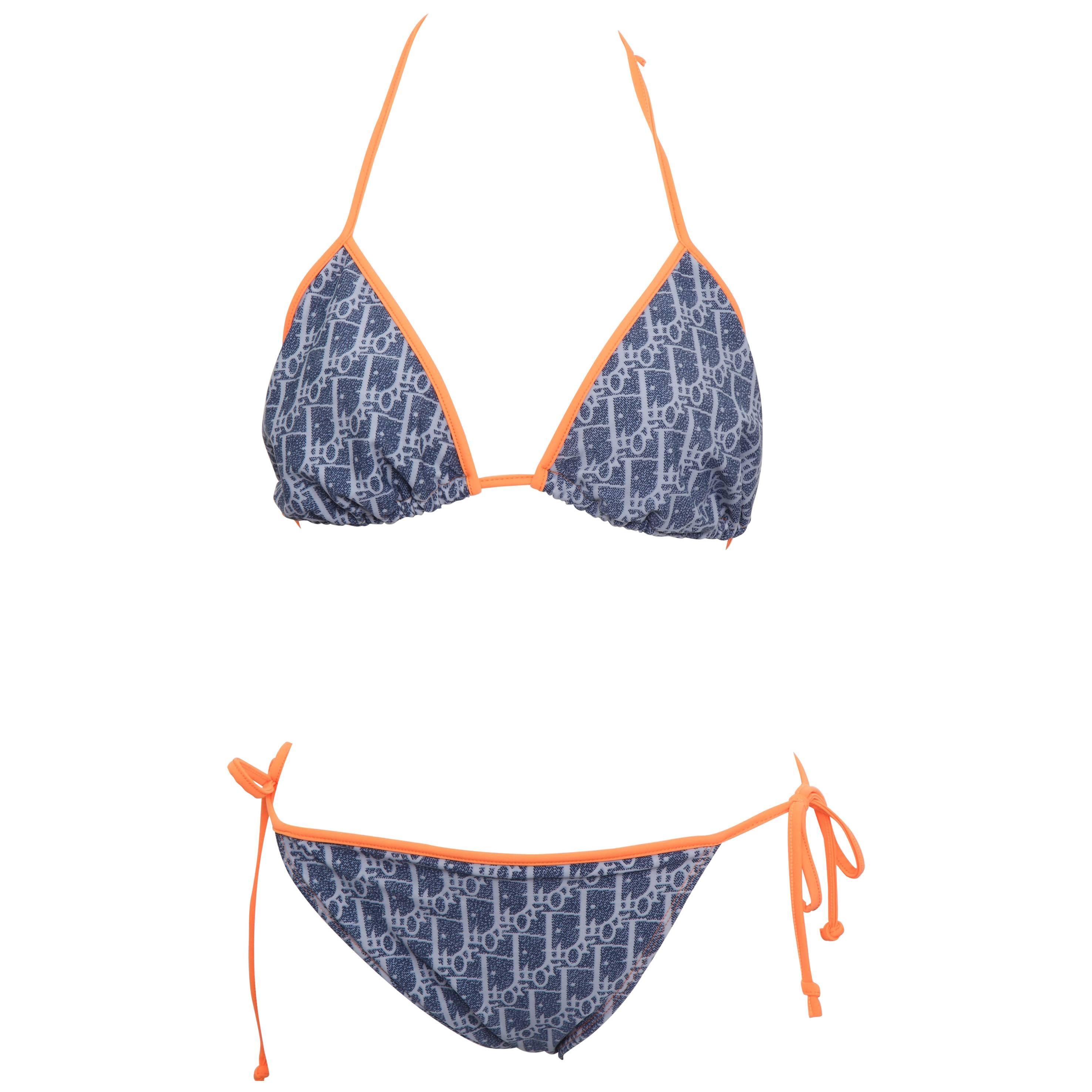 John Galliano for Christian Dior Iconic Navy Blue Logo Bikini at 1stDibs | dior  bikini blue and orange, blue and orange dior bikini, dior blue and orange  bikini