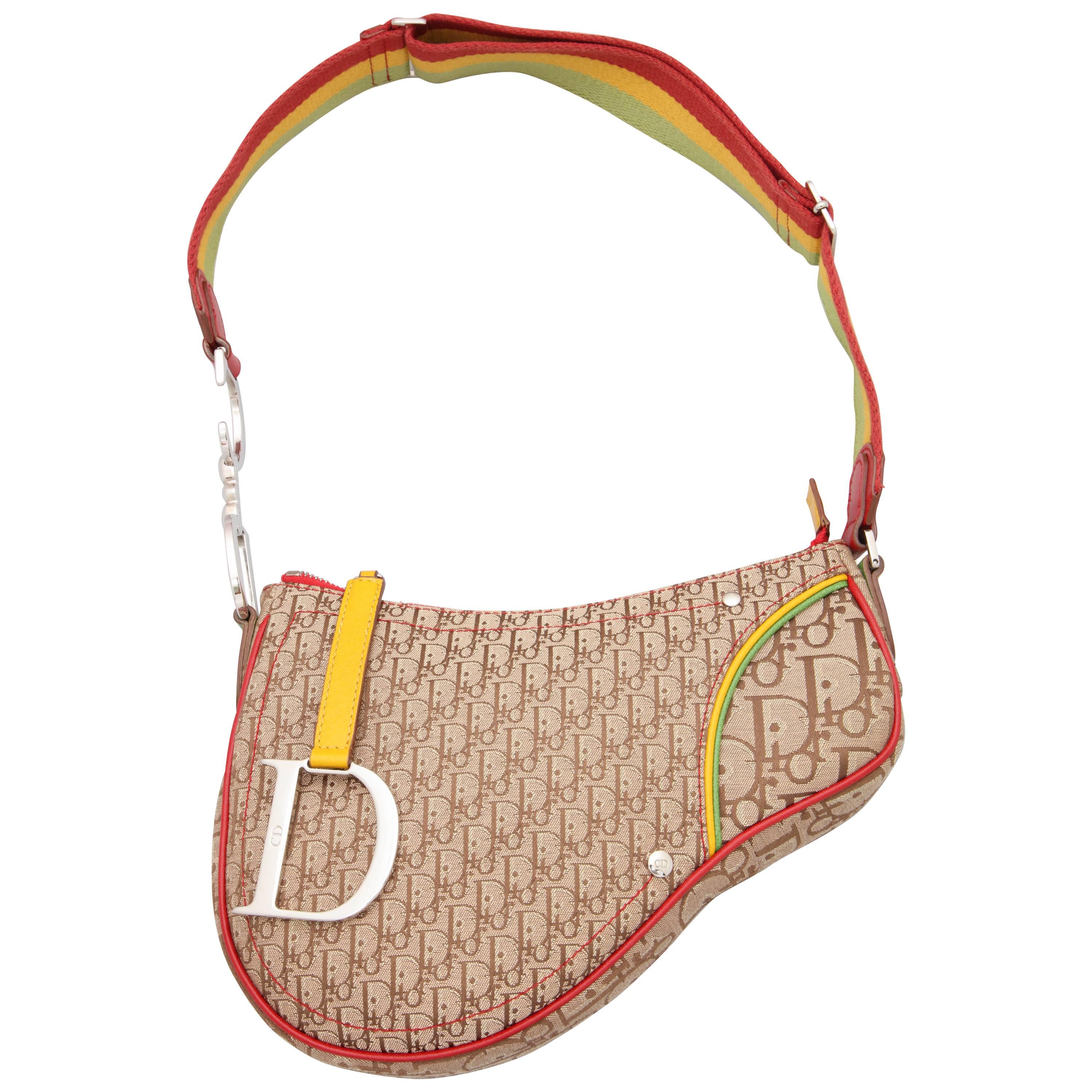 John Galliano for Christian Dior Rasta Collection Saddle Pouchette Bag 