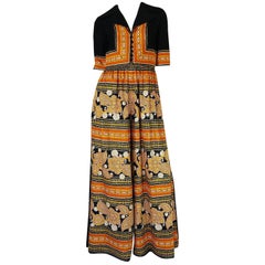 1960s Oscar de la Renta Printed Jumpsuit w Slit Legs 9