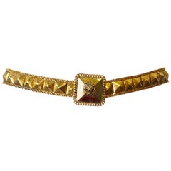 Sexy 1970s Chanel Gold Lion's Head Stud Belt 10