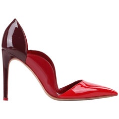 VALENTINO Garavani A/W 2013 Red Tri-color Patent Leather Scalloped Pumps 35 1/2