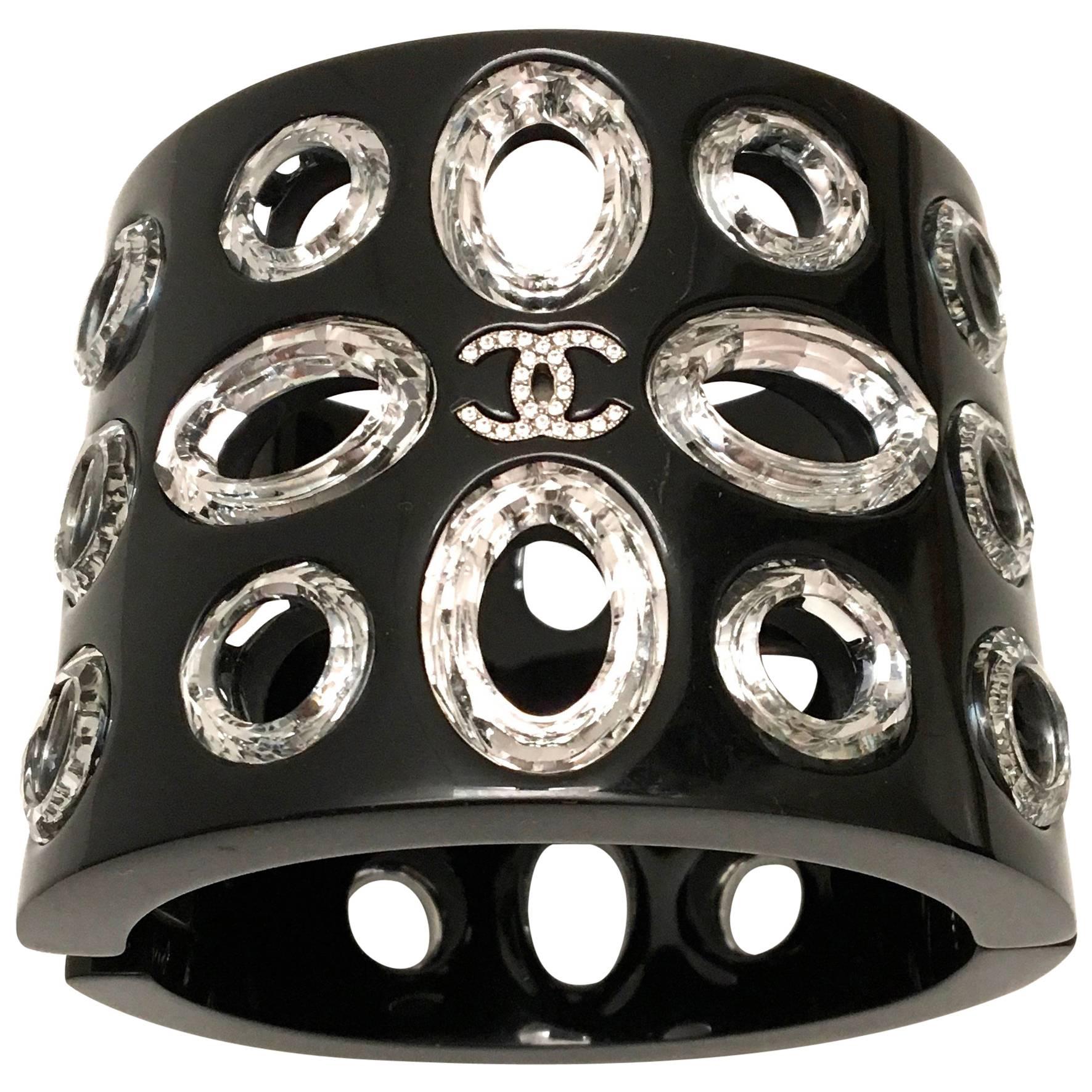 Chanel Cuff Bracelet - Lucite and Swarovski Crystals For Sale
