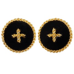 1980s Chanel Button Clip On Earrings