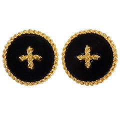 1980s Chanel Button Clip On Earrings 