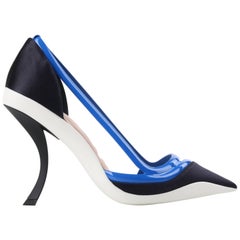 CHRISTIAN DIOR Resort 2014 Blue & White "Def Crusie 2014" Cut Work D'Orsay Pumps