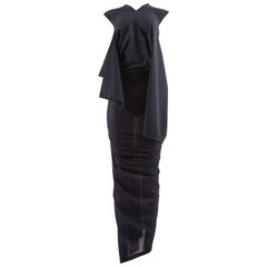 Comme des Garcons AD 1996 four sleeve navy blue twisted sheer maxi dress