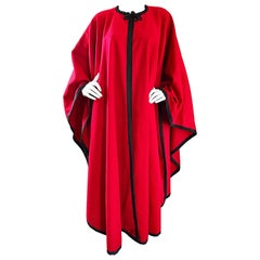 Rare Vintage Yves Saint Laurent Russian Collection 1970s Red Wool Cape Jacket