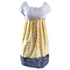 Marc Jacobs Collection White Yellow Blue Short Sleeve Size 2 Sac Nanydoll Dress