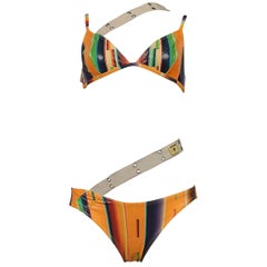 Dior By Galliano Runway Navajo Print Bikini w Cargo Straps 2002  Never Worn