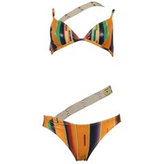 Dior By Galliano Runway Navajo Print Bikini w Cargo Straps 2002  Never Worn 