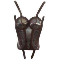 Retro Jean Paul Gaultier 1998 brown leather bustier backpack 