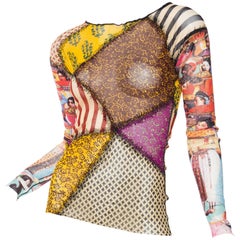 Vintage Jean Paul Gaultier Sheer Deconstructed Patchwork Mesh Top