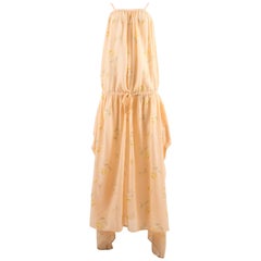 Kenzo Jap Spring-Summer 1977 floral peach cotton drawstring dress