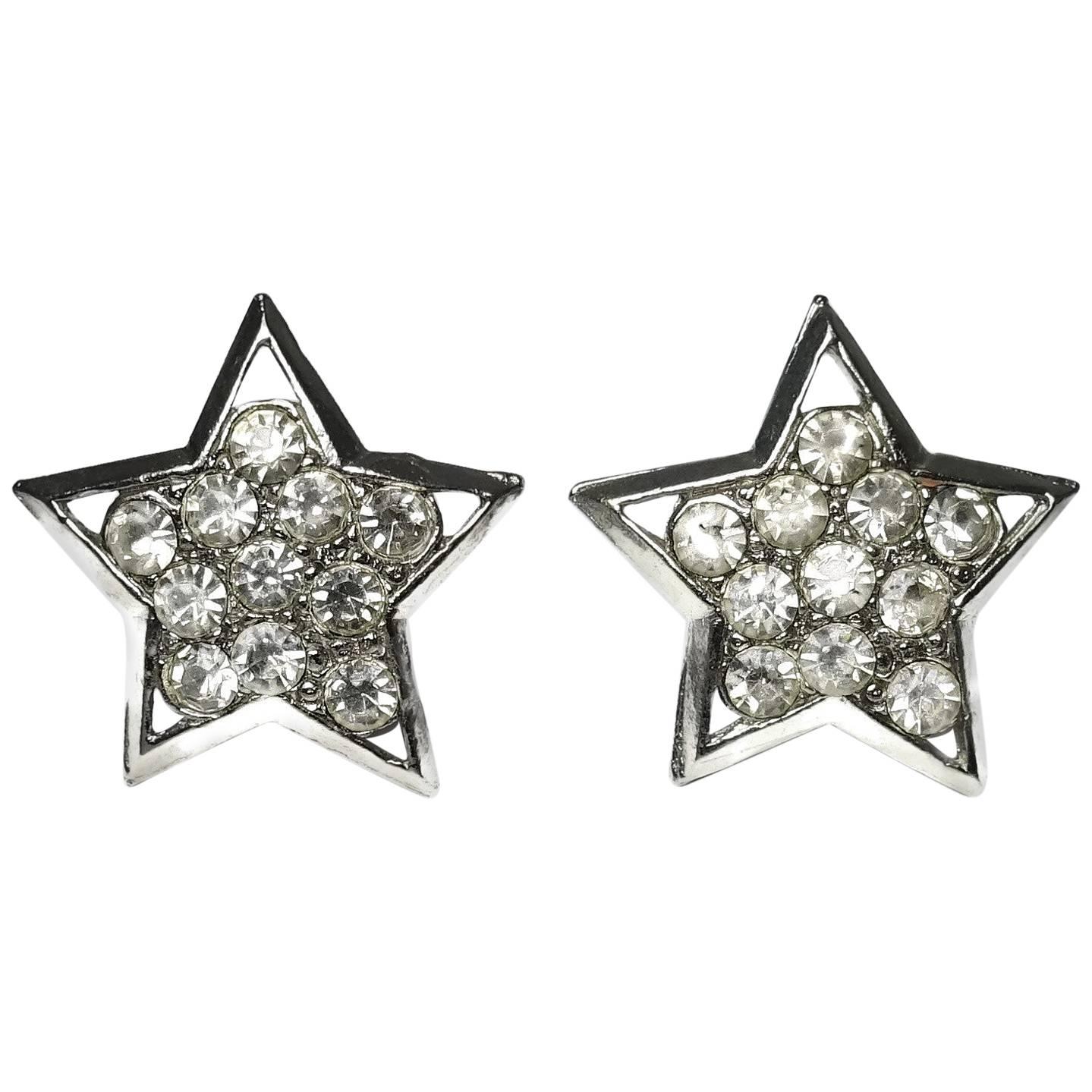 Crystal Star Vintage Earrings, 1960s 