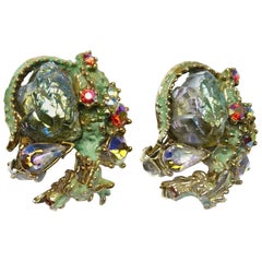 Har Vintage Dragon Clip Earrings, 1950s 