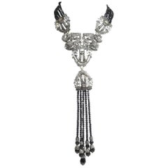 Magnificent Limited Edition Heidi Daus Large Jet Black Beaded Tassel Necklace