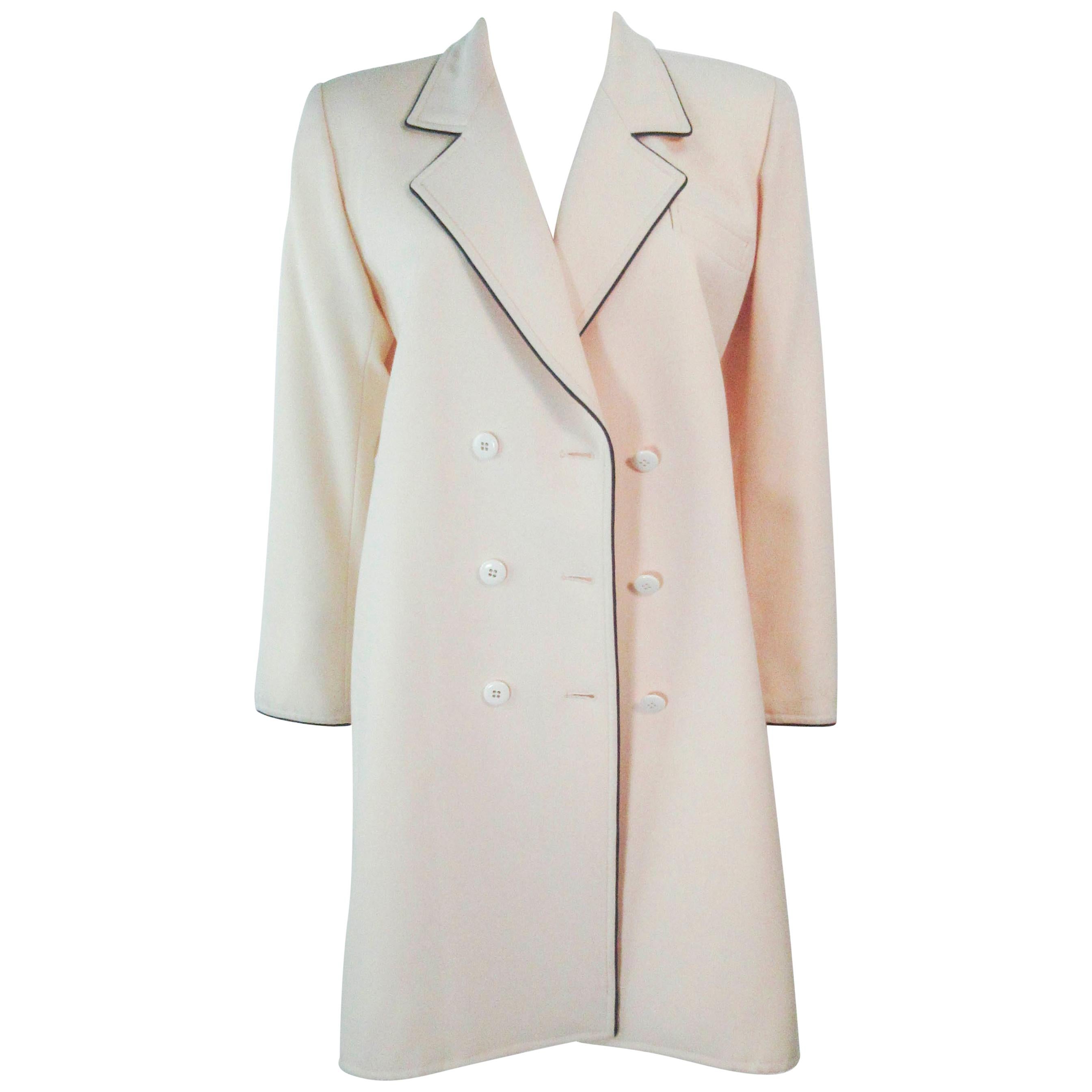 YVES SAINT LAURENT Ivory Cream Tuxedo Style Dress Coat Size Medium