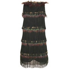 Alessandro dell'acqua Peacock Feather Fringe Tassel  Cocktail Mini Dress