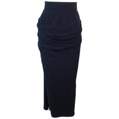 Vintage 1980's Black Silk Matte Jersey Draped Skirt Size XS