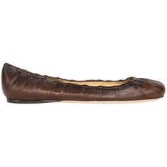 Prada Brown Leather Ballet Shoes 12