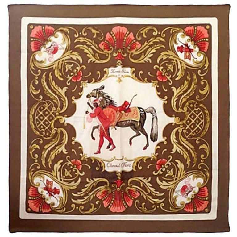 Hermes "Cheval Turc" Silk Scarf By, Christiane Vauzelles