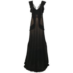 1990s Christian Lacroix Black Knit Maxi Dress