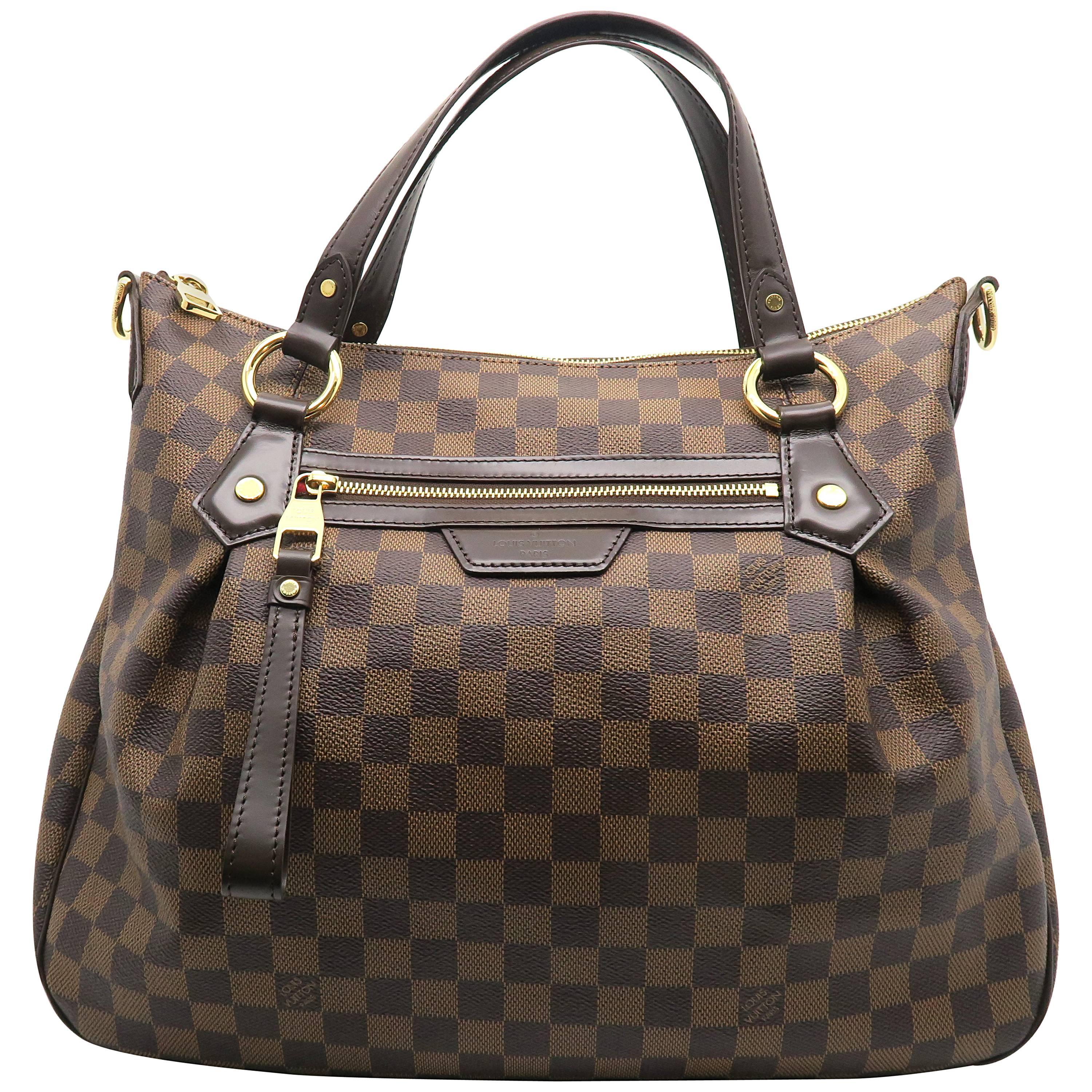 Louis Vuitton Evora MM Brown Damier Canvas Shoulder Tote Bag For Sale