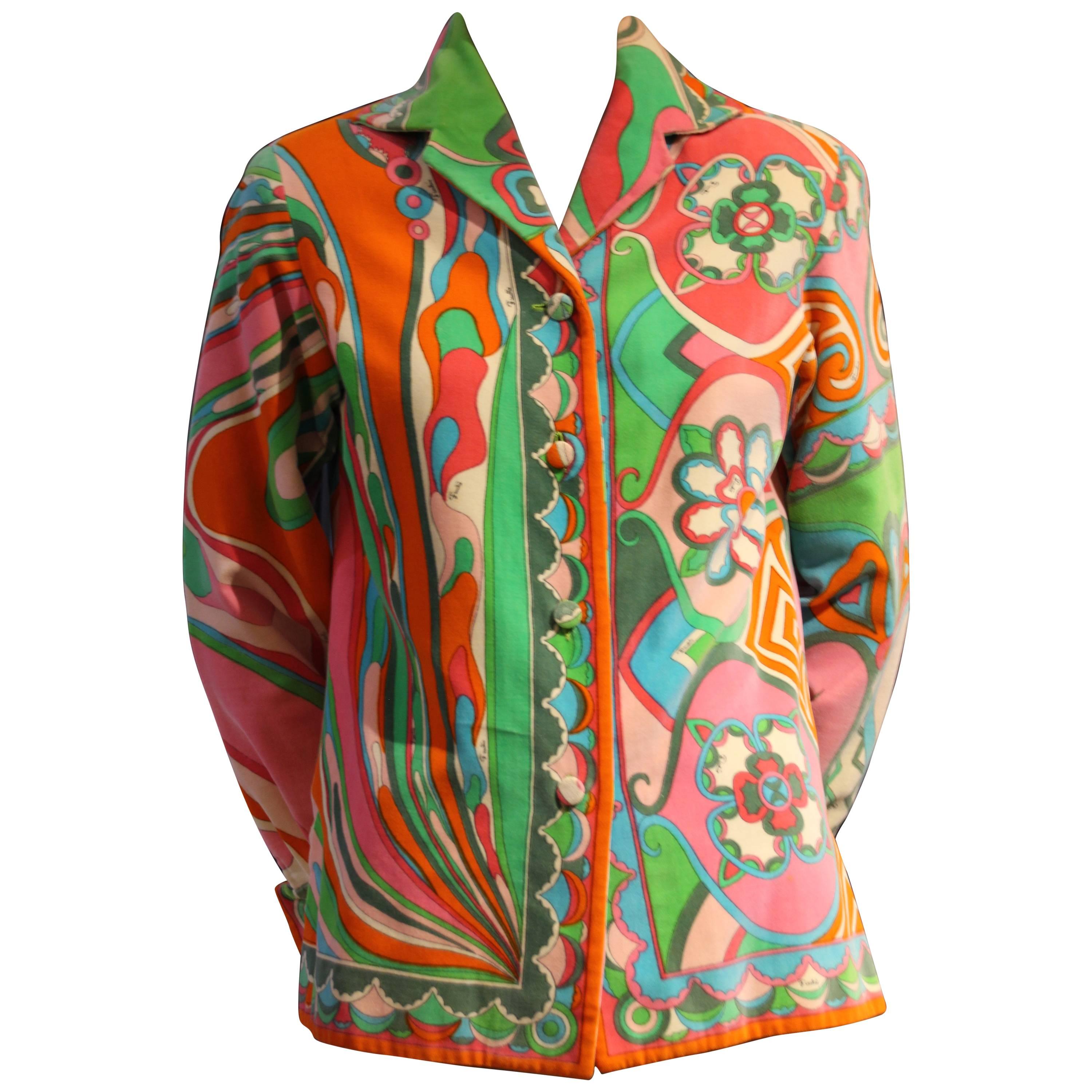 1960s Emilio Pucci Cotton Velveteen Jacket in Delicious Sorbet Palette