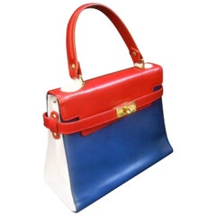 Chic mod Italian leather classic handbag c 1970s