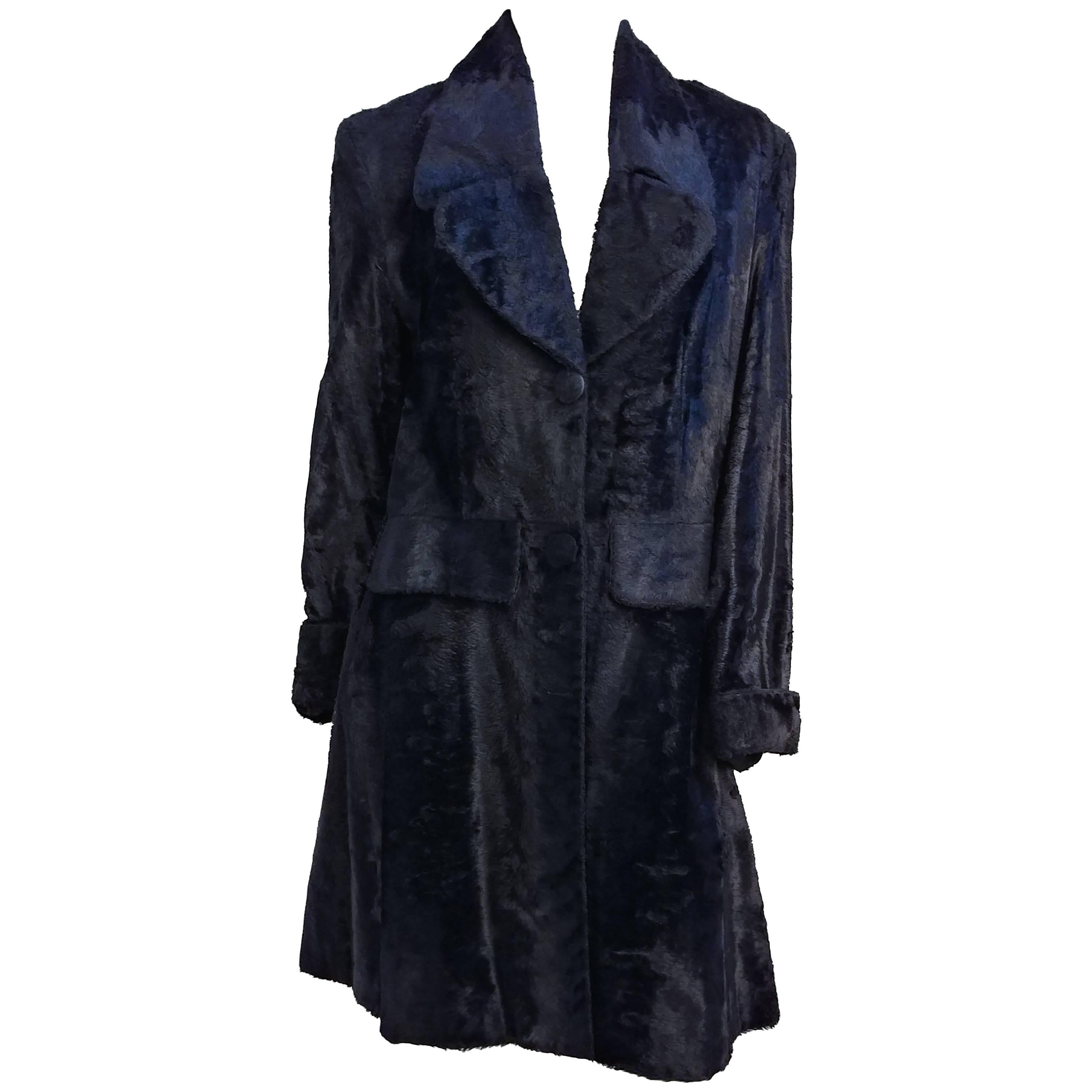 1970s Jean Louis Faux Fur Large Lapel Coat For Sale