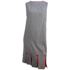 1960s Black & White Gingham Drop Waist Dress 4