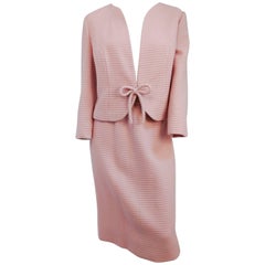 1960s Pink Lilli Ann Bow Front Skirt Suit