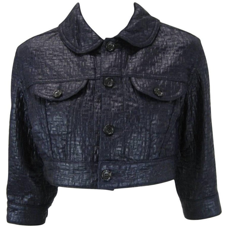 COMME des GARCONS Size XS Navy Grey Nailhead Wool Blend Cropped Casual Pants