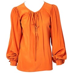 Yves Saint Laurent Silk Peasant Blouse