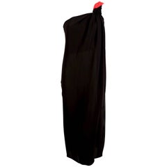 1990's VALENTINO Grecian silk dress with red pleated single shoulder