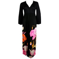 1970's LEONARD floral printed silk jersey dress 8