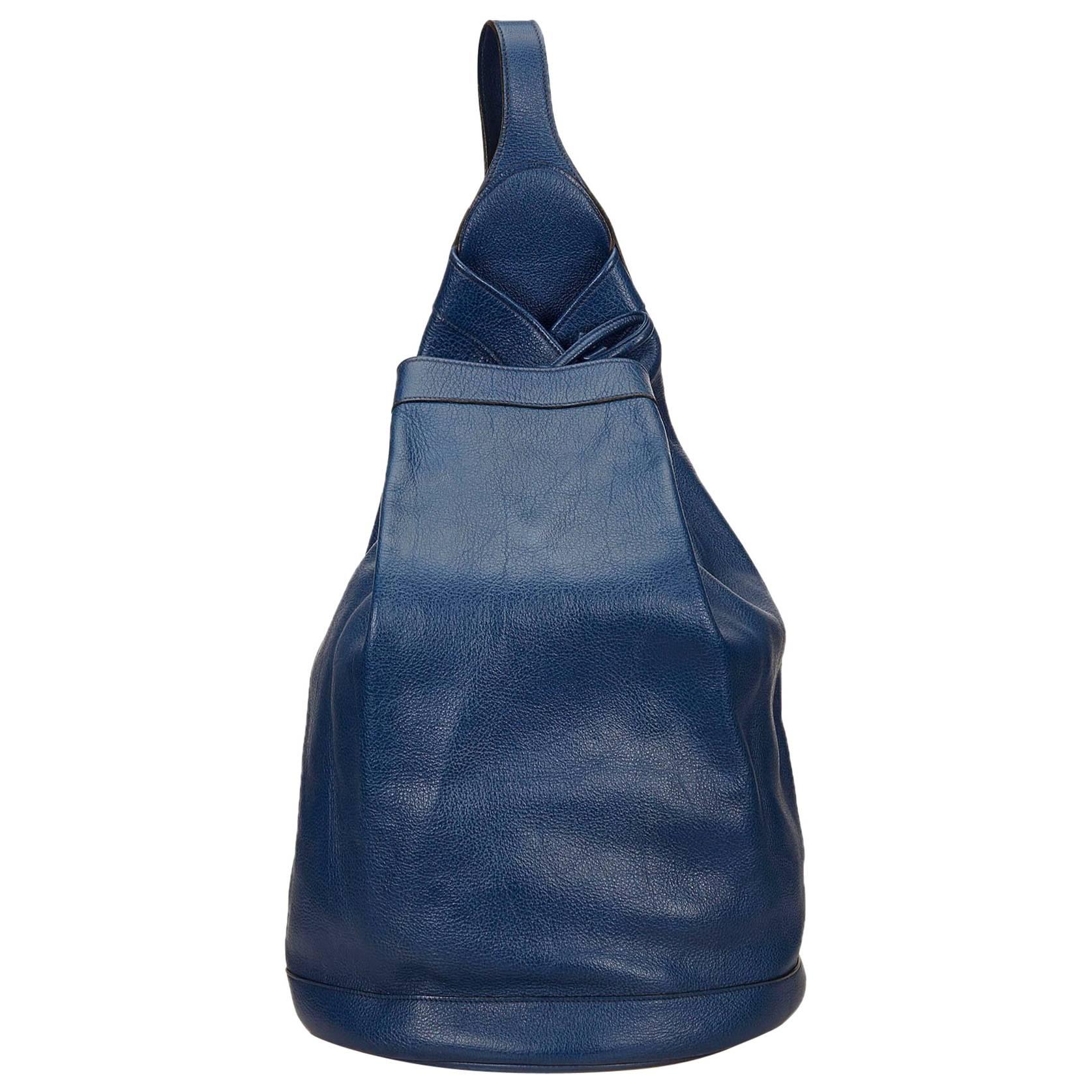 Hermes Blue Leather Sling Backpack