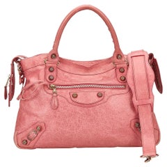 Balenciaga Pink Leather Giant Town Shoulder Bag