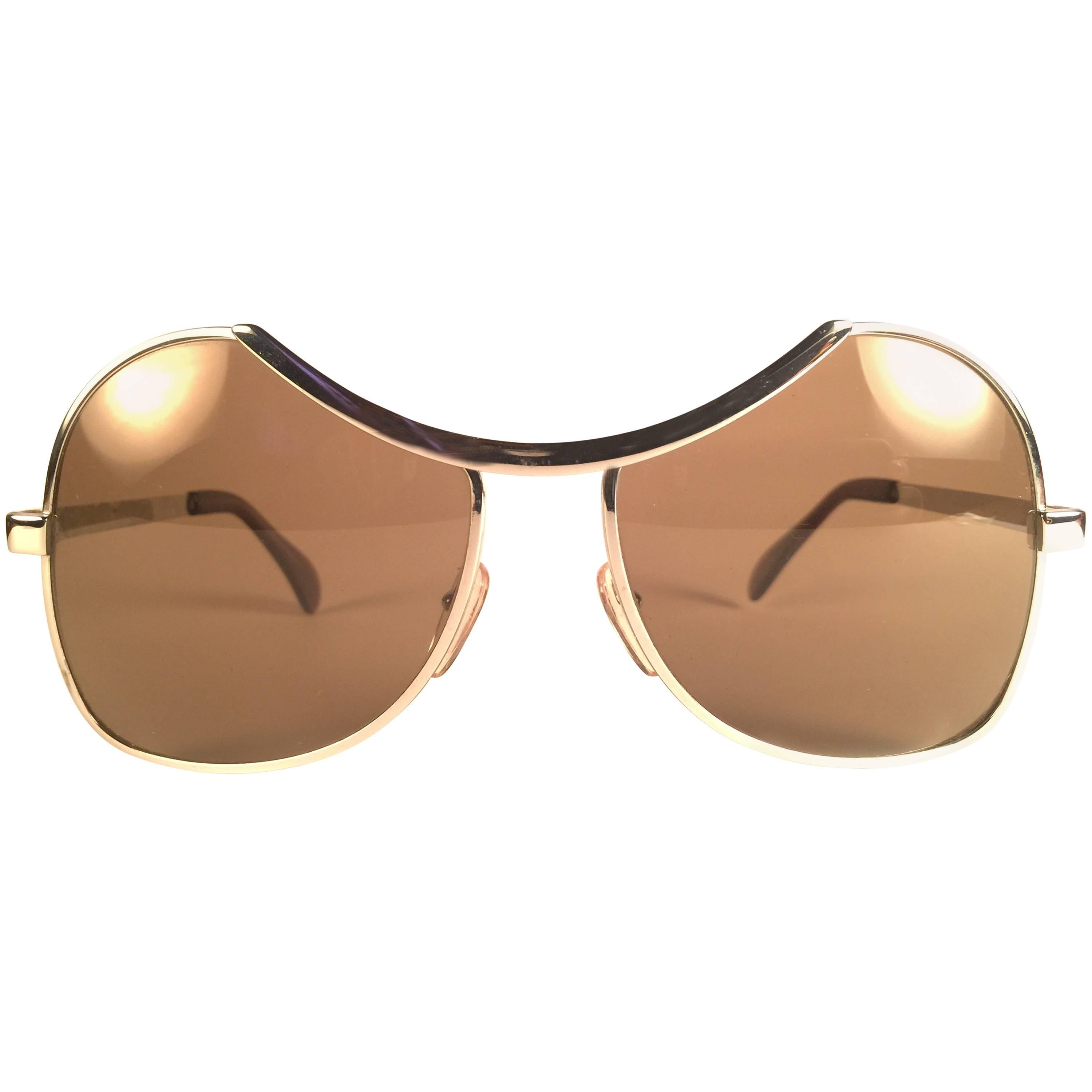 New Vintage Menrad Silver Funk Brown Lenses Germany 1970 Sunglasses  For Sale