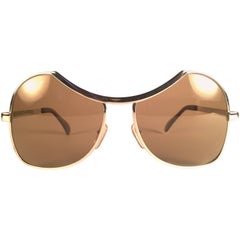 New Vintage Menrad Silver Funk Brown Lenses Germany 1970 Sunglasses 